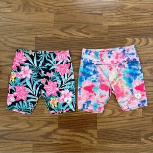 2x Hurley Little Girls 7 Small 8-10 Years Bike Play Shorts Pink Tropical EUC!